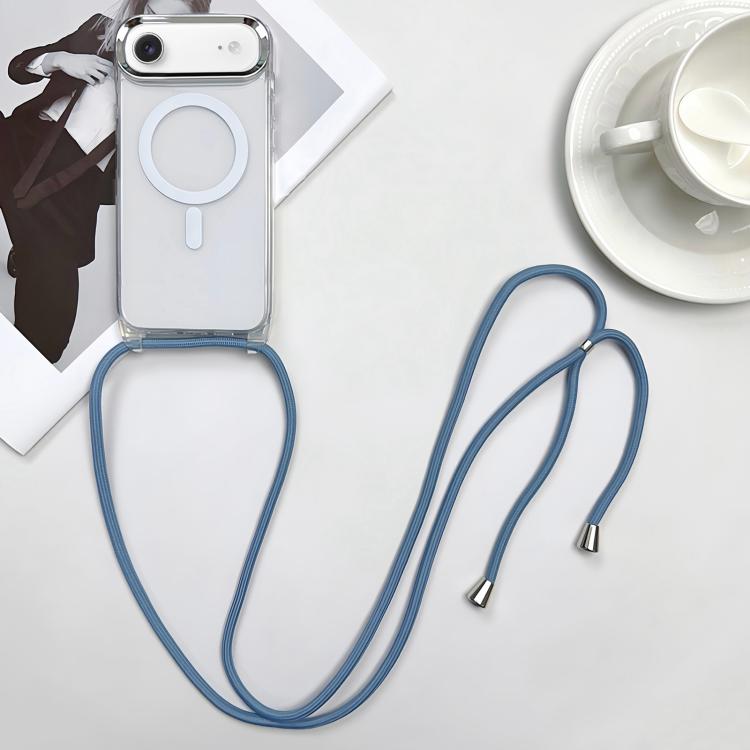 For iPhone Air MagSafe Magnetic PC + TPU Phone Case with Lanyard(Grey Blue)