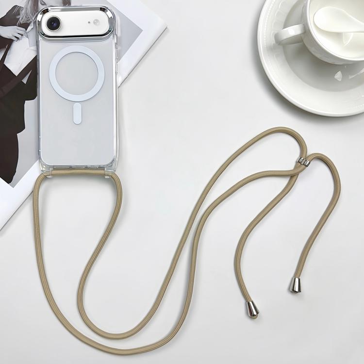 For iPhone Air MagSafe Magnetic PC + TPU Phone Case with Lanyard(Khaki)