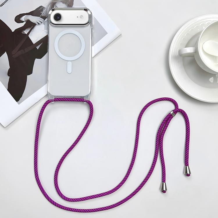For iPhone Air MagSafe Magnetic PC + TPU Phone Case with Lanyard(Rose Purple)
