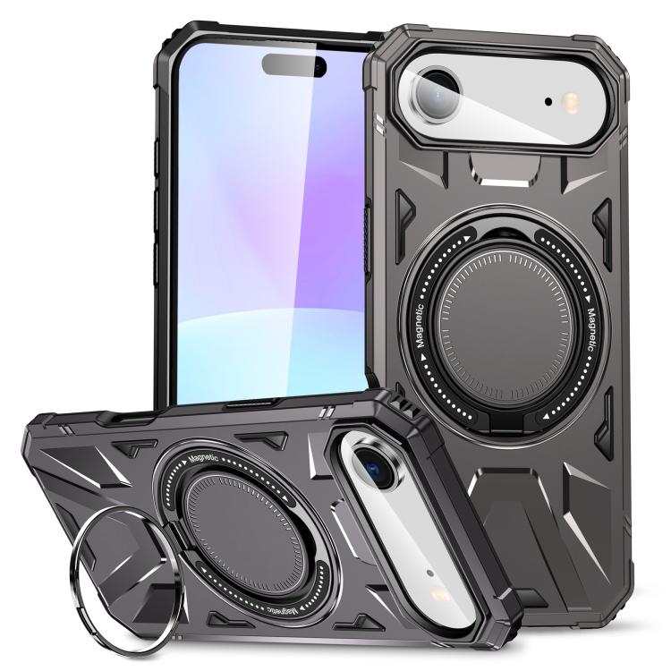 For iPhone Air MagSafe Magnetic Shockproof Phone Case with Ring Holder(Dark Grey)