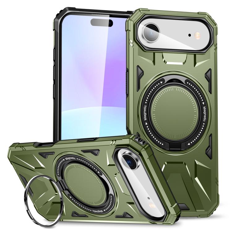 For iPhone Air MagSafe Magnetic Shockproof Phone Case with Ring Holder(Green)
