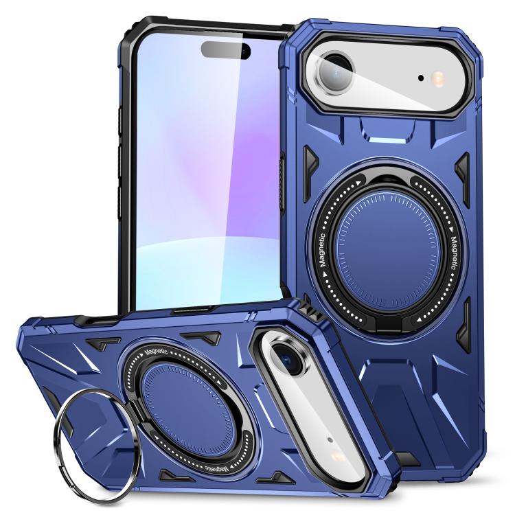 For iPhone Air MagSafe Magnetic Shockproof Phone Case with Ring Holder(Navy Blue)