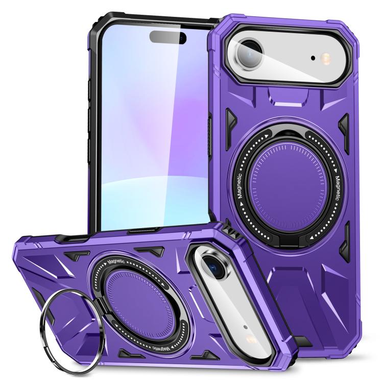 For iPhone Air MagSafe Magnetic Shockproof Phone Case with Ring Holder(Purple)