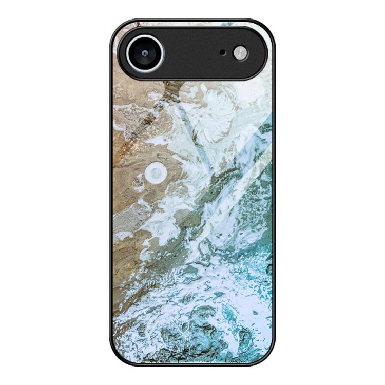 For iPhone Air Marble Pattern Glass Protective Phone Case(Beach)