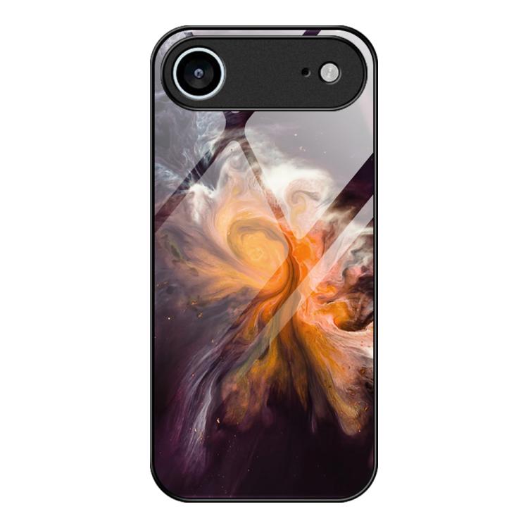 For iPhone Air Marble Pattern Glass Protective Phone Case(Typhoon)