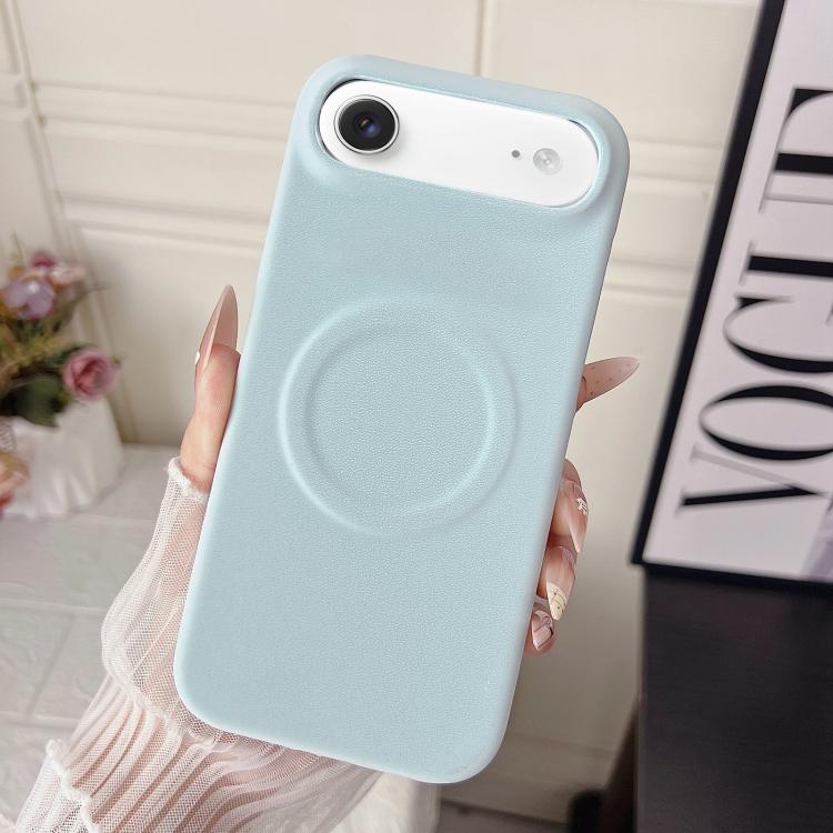 For iPhone Air Matte Velvet Finish PC + Vegan Leather Magnetic Phone Case(Blue)