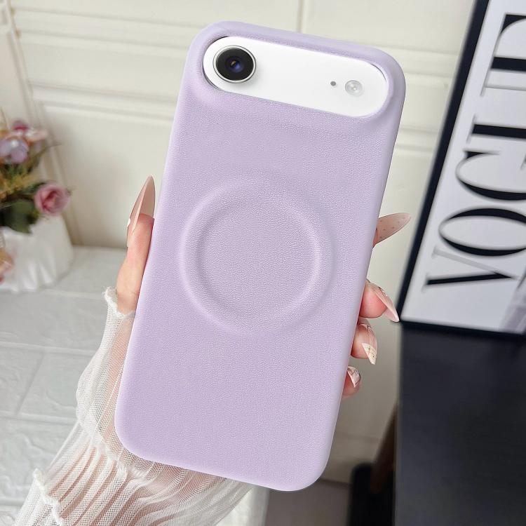 For iPhone Air Matte Velvet Finish PC + Vegan Leather Magnetic Phone Case(Purple)