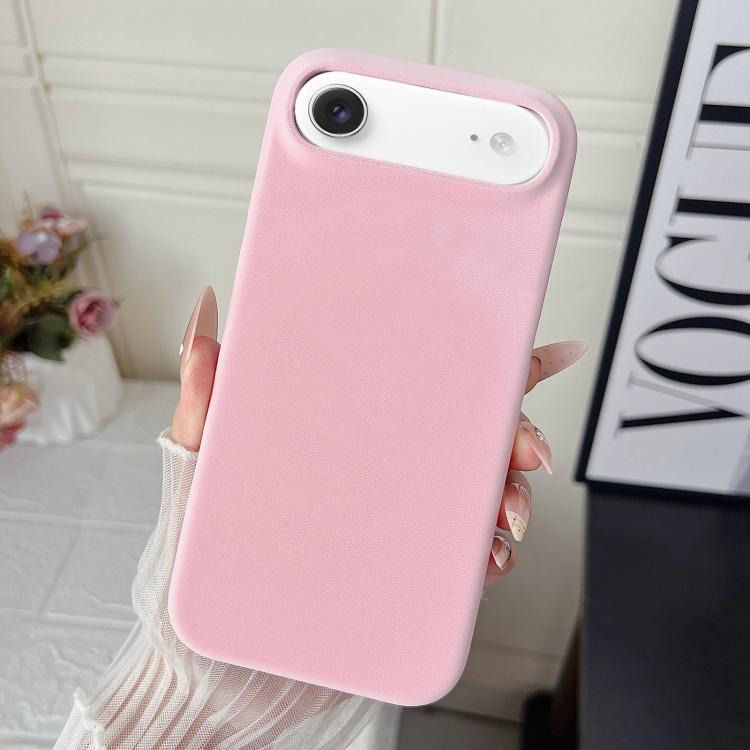 For iPhone Air Matte Velvet Finish PC + Vegan Leather Phone Case(Pink)