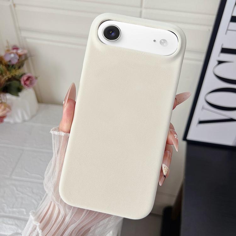 For iPhone Air Matte Velvet Finish PC + Vegan Leather Phone Case(White)
