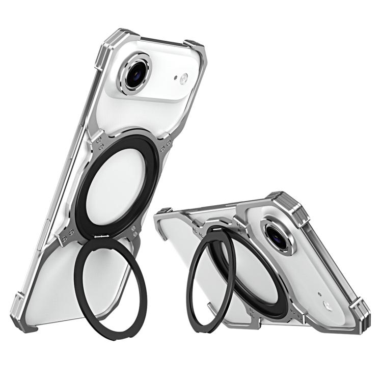 For iPhone Air Mechanical Arm Borderless MagSafe Holder Metal Phone Case(Silver)