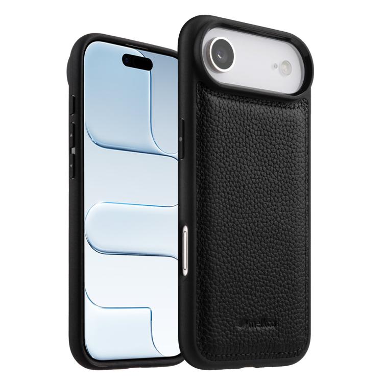 For iPhone Air melkco Litchi Texture Full Coverage Genuine Leather Hybrid PC Phone Case(Black)