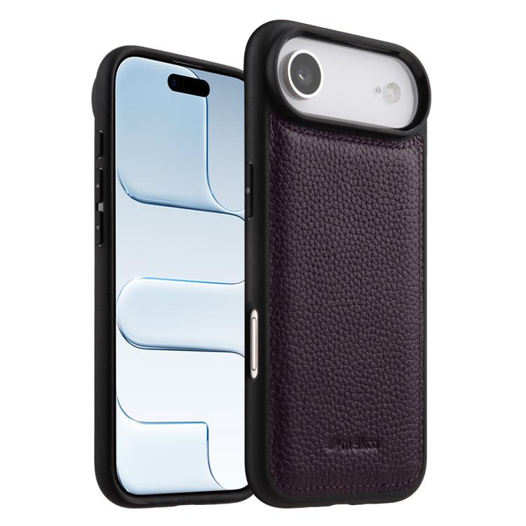 For iPhone Air melkco Litchi Texture Full Coverage Genuine Leather Hybrid PC Phone Case(Purple)
