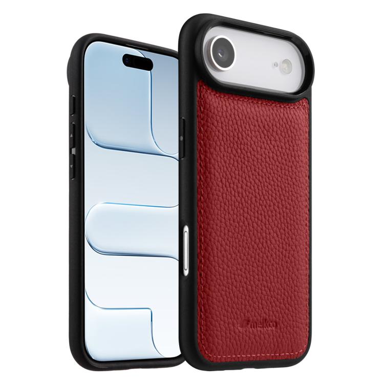 For iPhone Air melkco Litchi Texture Full Coverage Genuine Leather Hybrid PC Phone Case(Red)