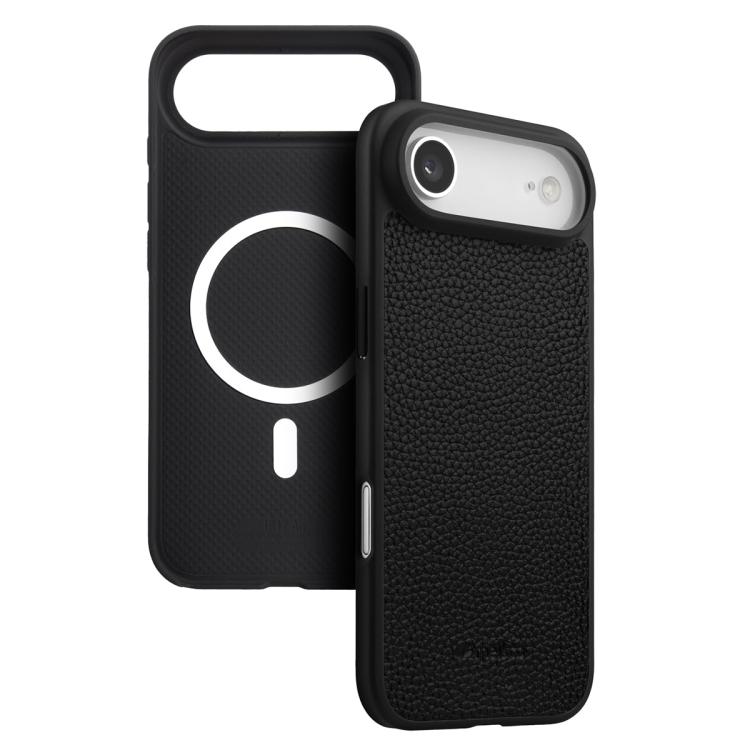 For iPhone Air melkco Litchi Texture Magnetic Full Coverage Genuine Leather Hybrid PC Phone Case(Black)