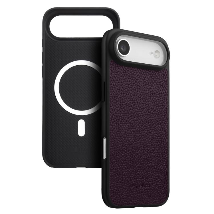 For iPhone Air melkco Litchi Texture Magnetic Full Coverage Genuine Leather Hybrid PC Phone Case(Purple)