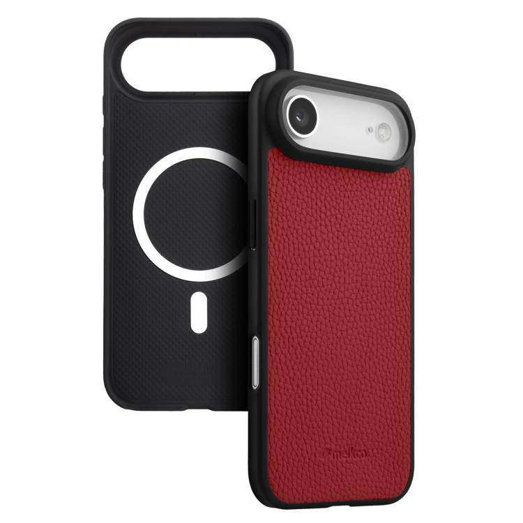 For iPhone Air melkco Litchi Texture Magnetic Full Coverage Genuine Leather Hybrid PC Phone Case(Red)
