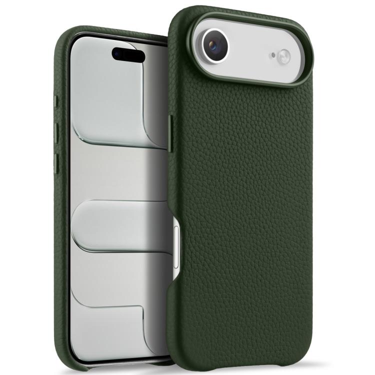 For iPhone Air melkco Litchi Texture Magnetic Full Coverage Genuine Leather Phone Case with AI Button(Green)