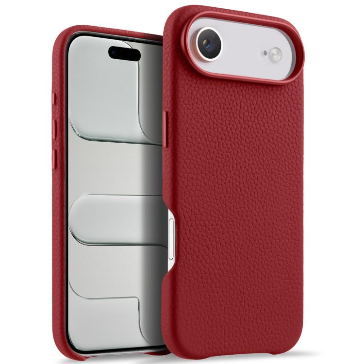 For iPhone Air melkco Litchi Texture Magnetic Full Coverage Genuine Leather Phone Case with AI Button(Red)