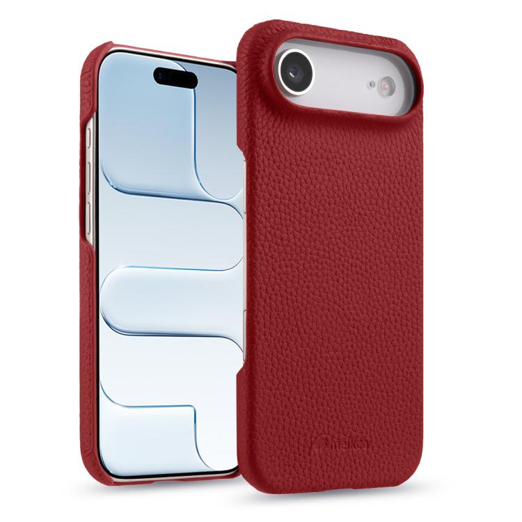 For iPhone Air melkco Litchi Texture Magnetic Half Coverage Genuine Leather Phone Case(Red)