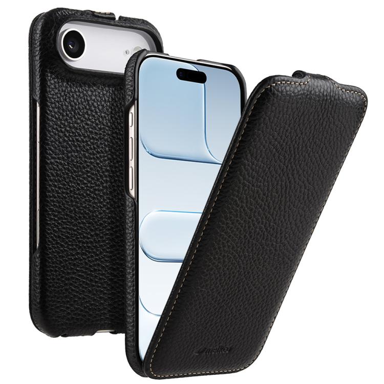 For iPhone Air melkco Litchi Texture Vertical Flip Magnetic Genuine Leather Phone Case(Black)
