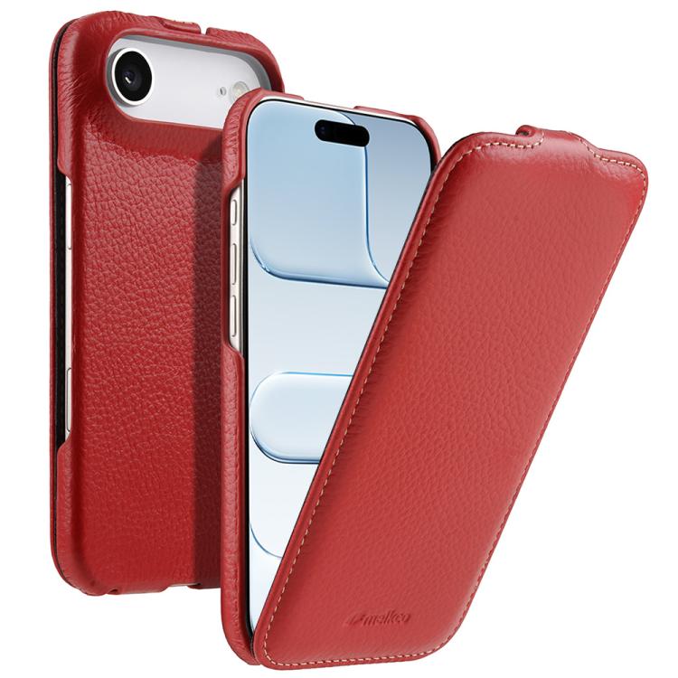 For iPhone Air melkco Litchi Texture Vertical Flip Magnetic Genuine Leather Phone Case(Red)