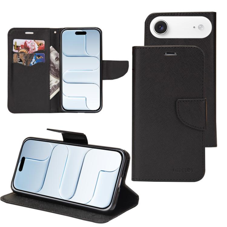 For iPhone Air Mercury Contrast Color Splicing Leather Phone Case(Black)