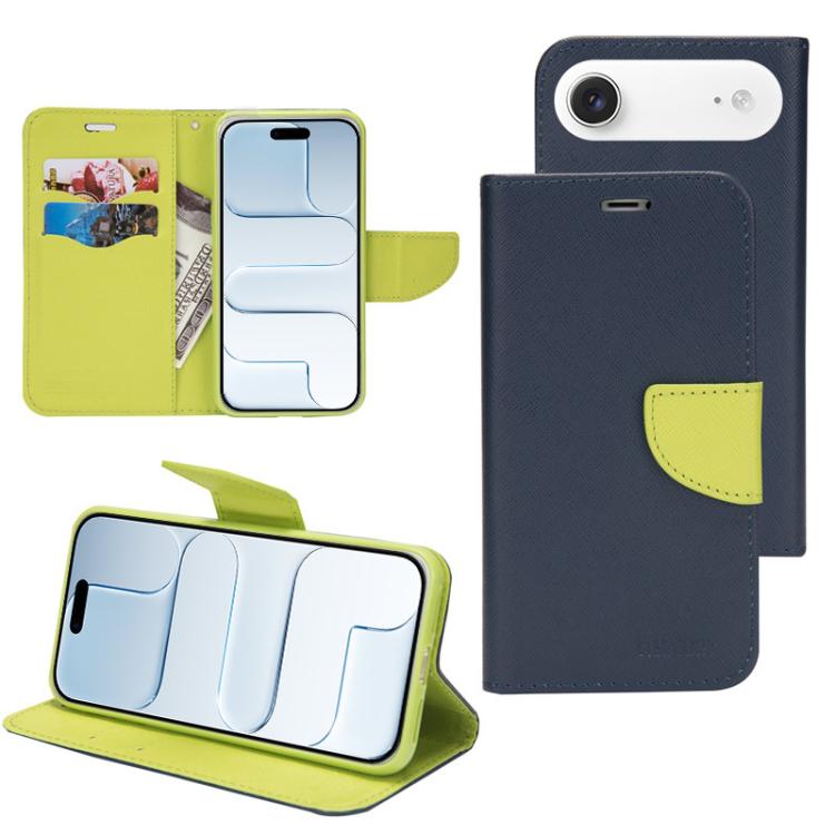 For iPhone Air Mercury Contrast Color Splicing Leather Phone Case(Dark Blue)