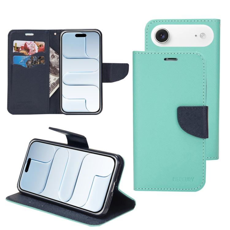 For iPhone Air Mercury Contrast Color Splicing Leather Phone Case(Mint Color)