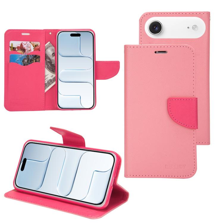 For iPhone Air Mercury Contrast Color Splicing Leather Phone Case(Pink)
