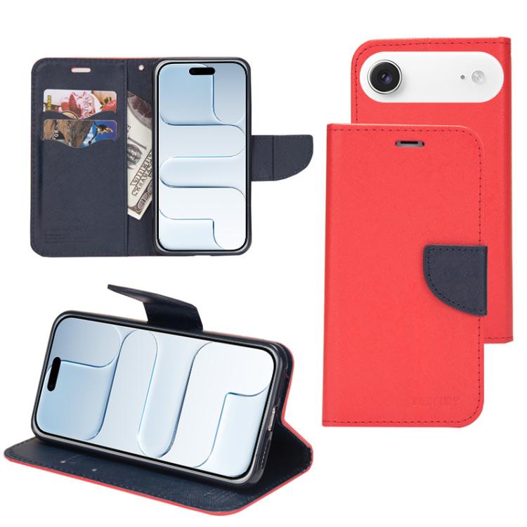 For iPhone Air Mercury Contrast Color Splicing Leather Phone Case(Red)
