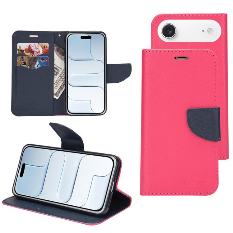 For iPhone Air Mercury Contrast Color Splicing Leather Phone Case(Rose Red)