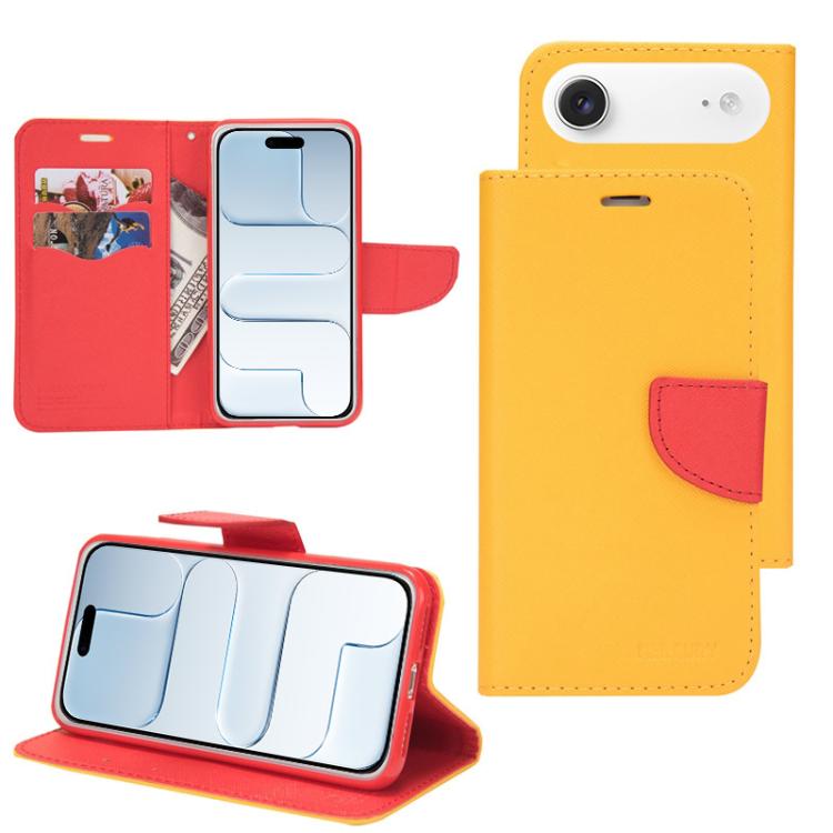 For iPhone Air Mercury Contrast Color Splicing Leather Phone Case(Yellow)