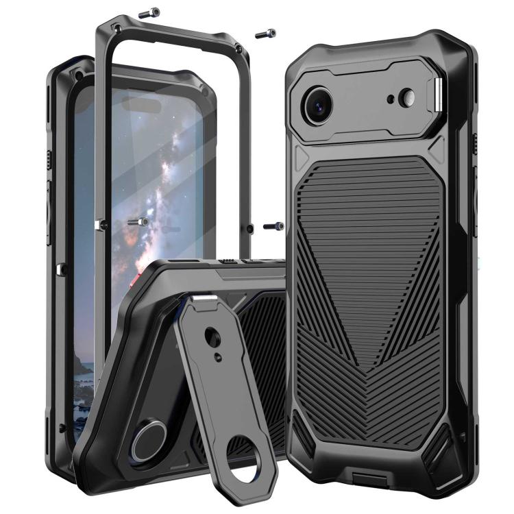 For iPhone Air Metal Armor Construction IP65 Waterproof Magnetic Phone Case(Black)