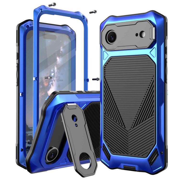 For iPhone Air Metal Armor Construction IP65 Waterproof Magnetic Phone Case(Blue)