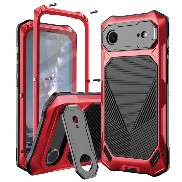 For iPhone Air Metal Armor Construction IP65 Waterproof Magnetic Phone Case(Red)
