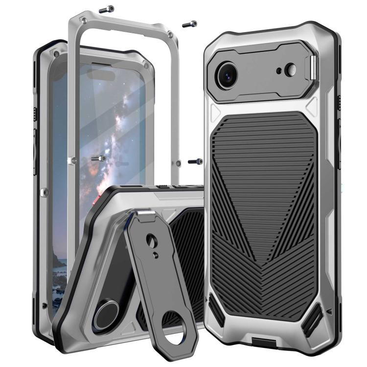 For iPhone Air Metal Armor Construction IP65 Waterproof Magnetic Phone Case(Silver)
