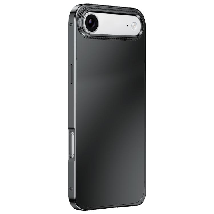 For iPhone Air Metal Frame Micro-frosted Back Panel Phone Case(Black)