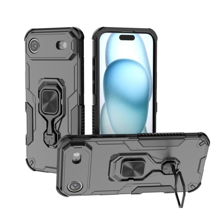 For iPhone Air Metal Kickstand TPU Hybrid PC Phone Case(Black)