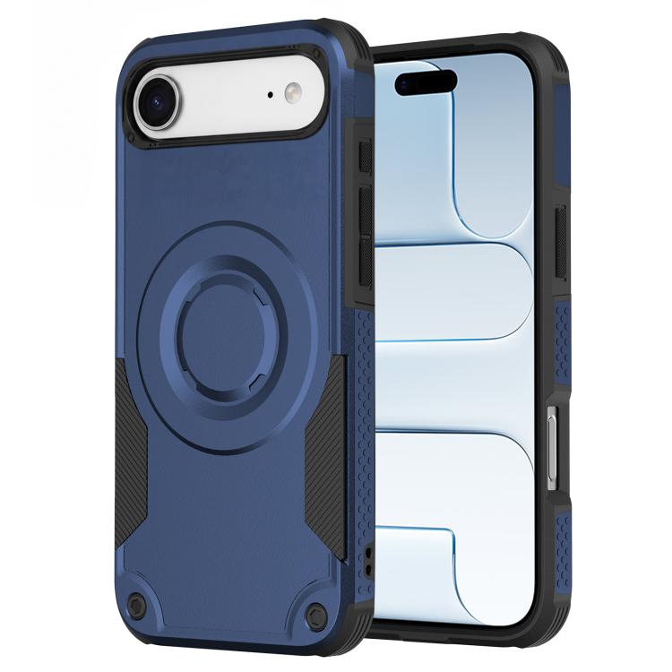 For iPhone Air Metallic Paint Magnetic PC Hybrid TPU Phone Case(Blue)