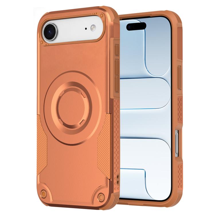 For iPhone Air Metallic Paint Magnetic PC Hybrid TPU Phone Case(Orange)