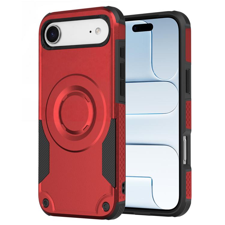 For iPhone Air Metallic Paint Magnetic PC Hybrid TPU Phone Case(Red)