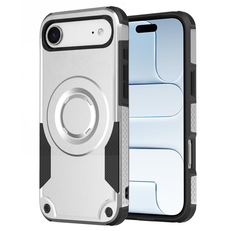 For iPhone Air Metallic Paint Magnetic PC Hybrid TPU Phone Case(Silver)