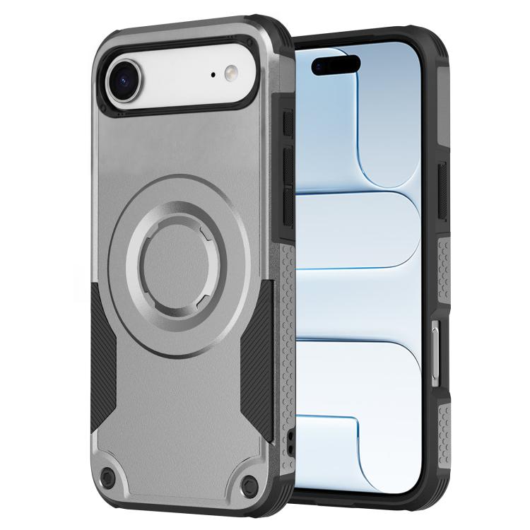 For iPhone Air Metallic Paint Magnetic PC Hybrid TPU Phone Case(Titanium Grey)