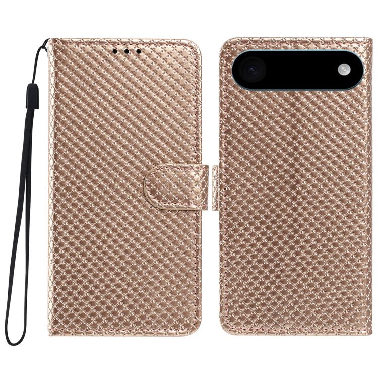 For iPhone Air Mirrored Buckle Vegan Leather Phone Case with Small Black Cord(Gold)