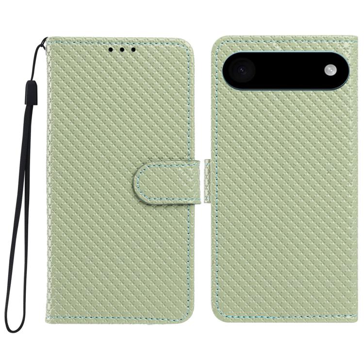 For iPhone Air Mirrored Buckle Vegan Leather Phone Case with Small Black Cord(Green)