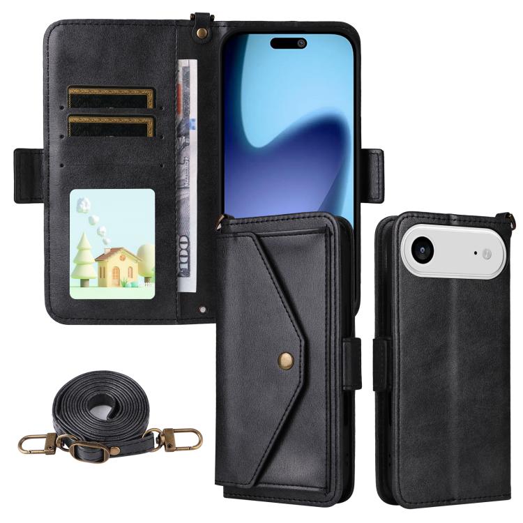 For iPhone Air Multi-card Slots Crossbody Cowhide Leather Phone Case(Black)