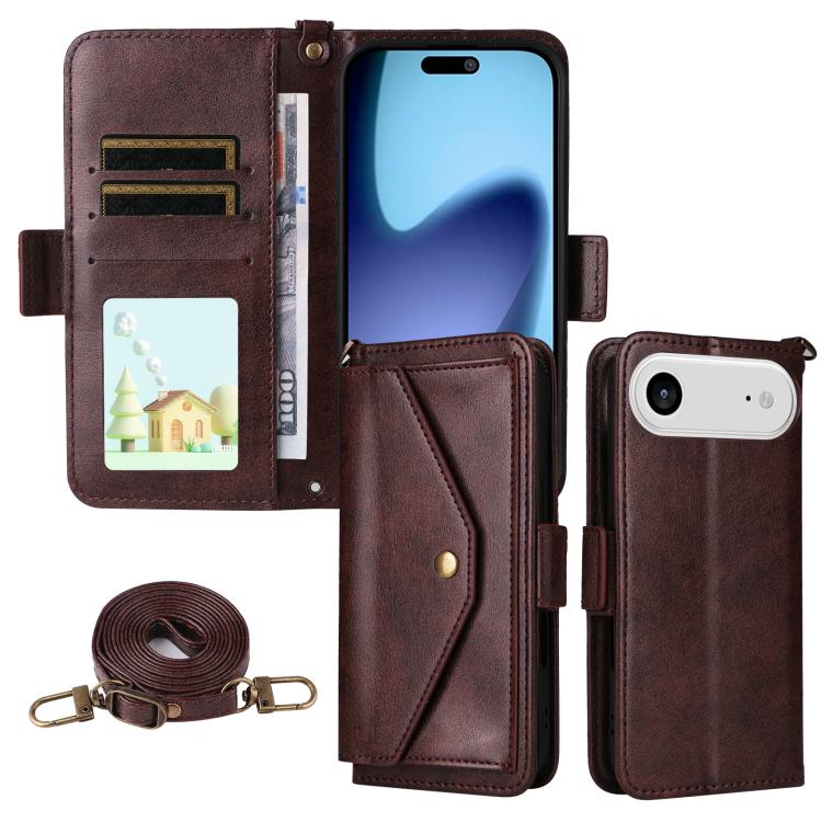 For iPhone Air Multi-card Slots Crossbody Cowhide Leather Phone Case(Brown)