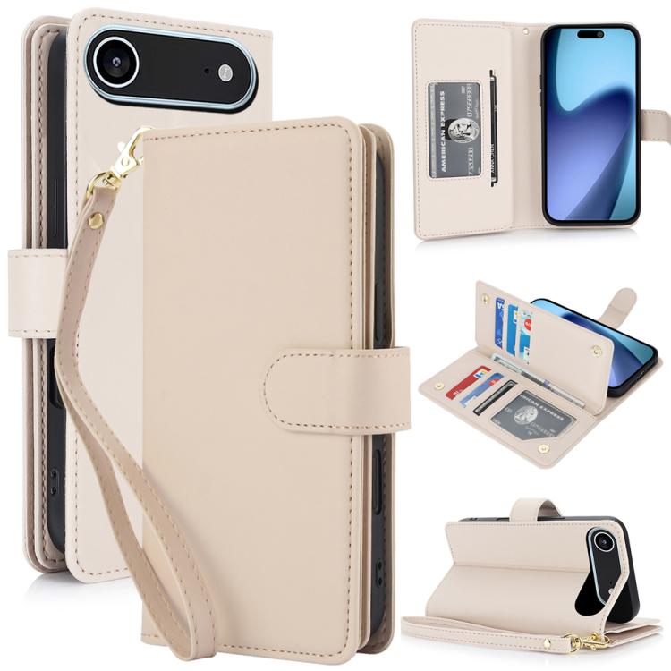 For iPhone Air Multi-Card Wallet RFID Leather Phone Case(Apricot)