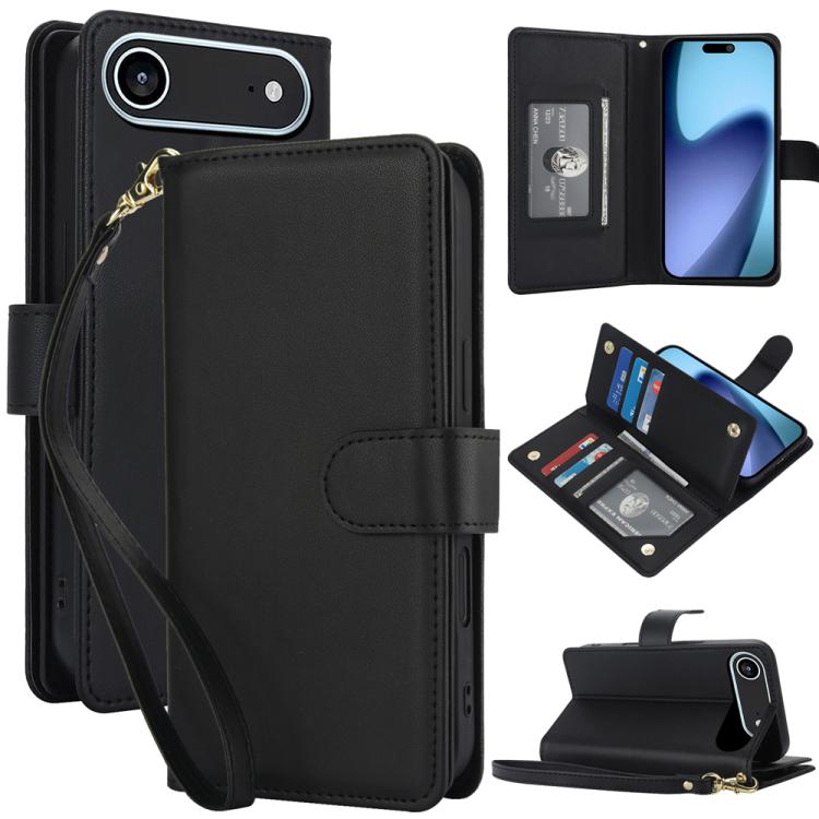 For iPhone Air Multi-Card Wallet RFID Leather Phone Case(Black)