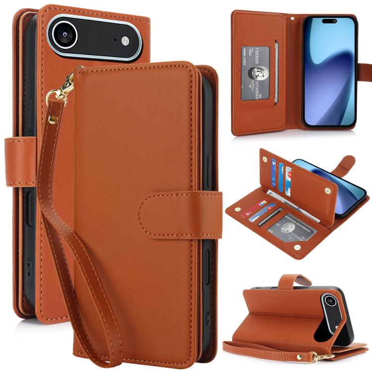 For iPhone Air Multi-Card Wallet RFID Leather Phone Case(Brown)